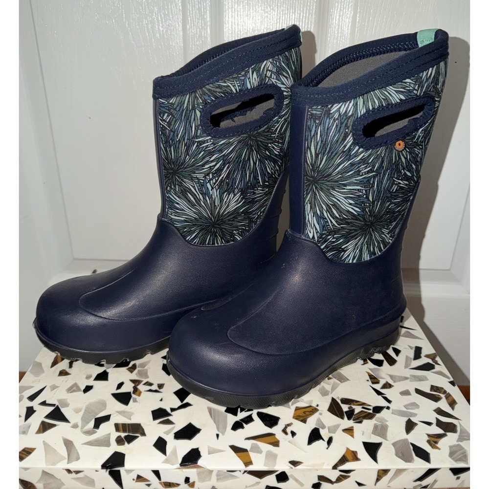 Bogs Kids Neo Classic Firework Floral Kids Size 1 Youth Little Kid Blue Boots